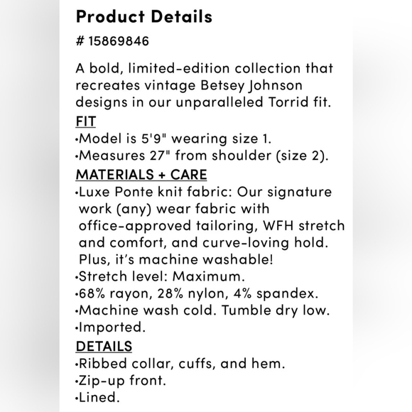 Torrid Betsy Johnson Bomber (3) & Pixie (3R) Luxe Ponte Pant Suit Yellow Plaid - Picture 11 of 15